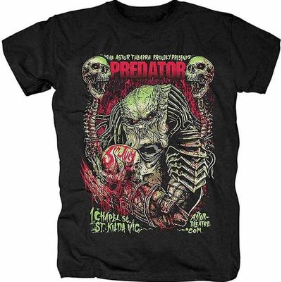 TEMU Localthe Predator Vs. Predator Graphic T-shirt - Black Movie Tee With Skull & Action Artwork, Cotton Loose Fit Unisex Large, Casual Wear For , Fan Merchandise, , Durable Print Image