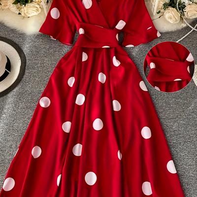 TEMU New Dress With Retro Design And Waist-tie Belt Image