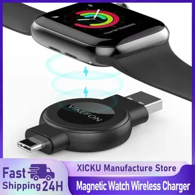 Tragbares 2-in-1 magnetisches kabelloses Uhrenladegerät für Apple Watch 9 8 7 6 SE Samsung Galaxy 6/5Pro/4 Aktive Schnellladestation Image