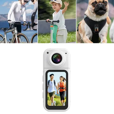 Helmkamera, tragbare Kamera, Daumenkamera, 2,7 K 180 ° Tragbare Kamera mit Objektivwinkel und HD-Display zum Radfahren