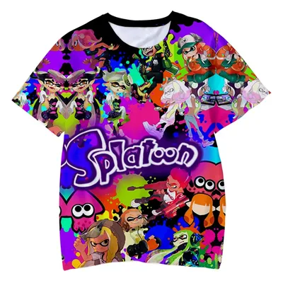 Animiertes Eltern-Kind-Kostüm-Graffiti-Spiel, Splatoon 3D-gedrucktes T-Shirt, Streetwear, Image
