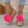 Hausschuhe Damen-Schuhe mit Keilabsatz, Damen-Schuhe mit hohen Absätzen, Drag-Mode, Blume, Größe 43,