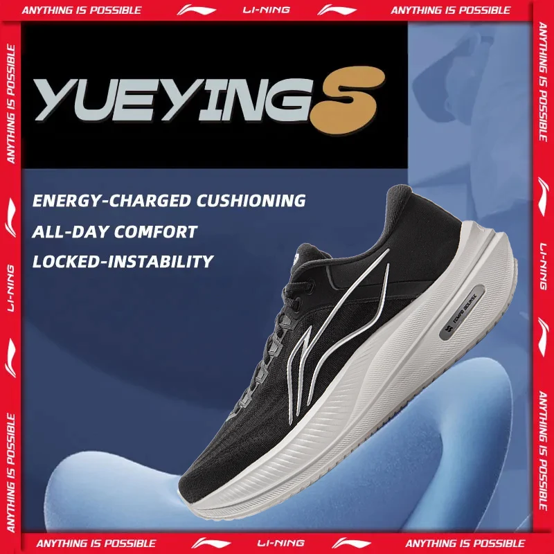 Li-Ning Herren YUEYING 5 Optimierte Dämpfungslaufschuhe mit breiter Zehenbox TEMPO BOUNSE Reflektierender LiNing Sneaker ARHV015 ARHW003 Image