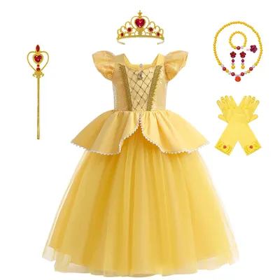 Mädchen Party Kleider Kinder Belle Cosplay Kostüm Die Schöne Und Das Biest Halloween Karneval Outfit Image