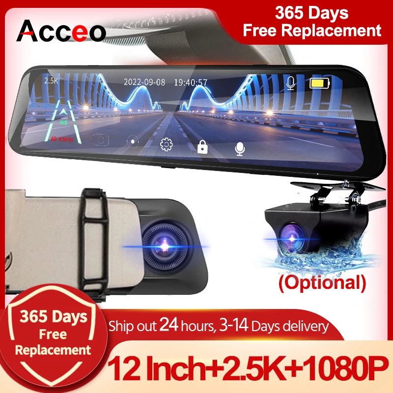 ACCEO 2,5K Auto Dvr Spiegel Video Recorder Auto Dashcam Integrierte WIFI Unterstützung GPS 24H Parküberwachung und 1080P Rückfahrkamera Image