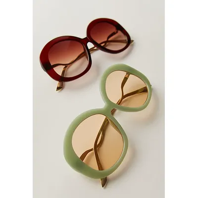 Maggie May Oversized Round Sunglasses at Free People in Chocolate/Chocolate