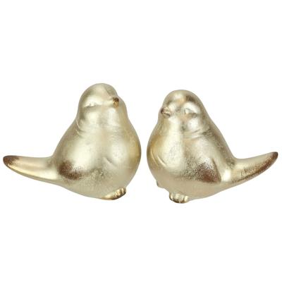 Dekofigur I.GE.A. "Vogel aus Keramik", gold, B:14cm H:12cm, Keramik, Dekofiguren, 2er Set Ornament Statue Tierfigur Skulptur Dekovogel Vogelfigur Image