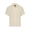 Kurzarmhemd BOSS ORANGE "Rayer", Herren, Gr. XL, N-Gr, beige (light beige271), Web, Obermaterial: 100% Leinen, unifarben, casual, regular fit hüftlang, Kurzarm abgesteppte Kante, Hemden, aus Leinen