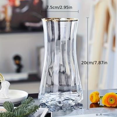 TEMU Elegant Glass Vase With Art Deco Design - Fresh Flower Arrangements, Ideal For Living Room, Bedroom, Office, And Reception Desk Decor, Reception Desk Decor | Art Deco Vase | Vase, Flower Vase Image