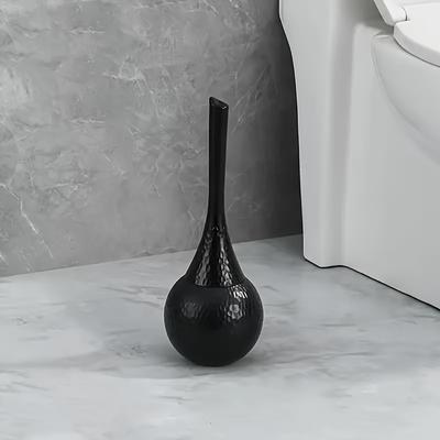 TEMU Luxurious Golden-plated Toilet Brush With Holder - Advanced, Reusable, Long-handled Bowl Cleaner For Easy Bathroom Cleaning, Modern Household Tool, Toilet Cleaning Brush And Holder Image