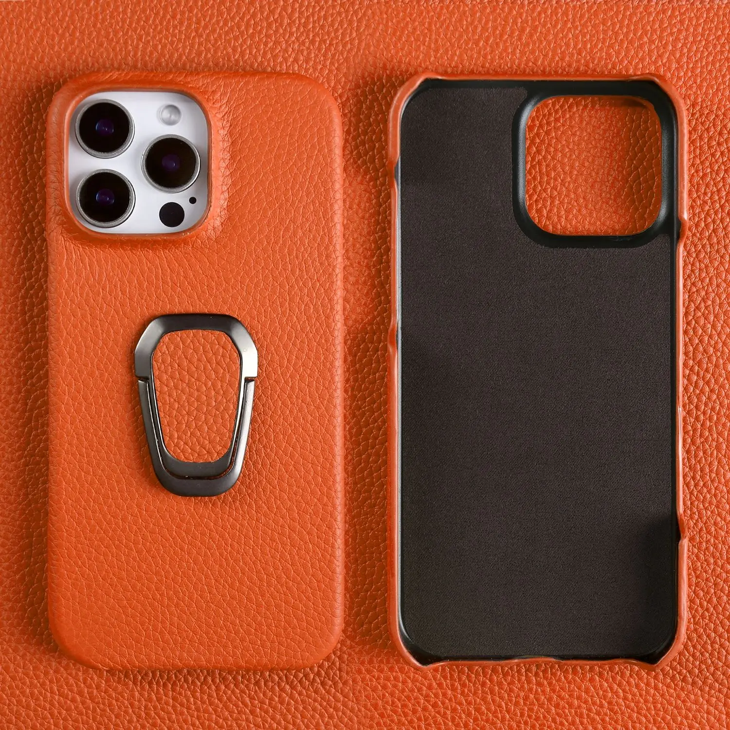 Handgefertigte Echtlederhülle für iPhone 16 Pro Max 15 Pro 14 13 12 11 X XR Handyhülle Schutzhülle Ständerhalterung Image