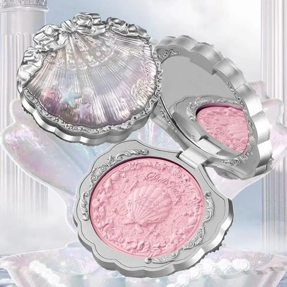 Shell Pearl Blush für Blumen kennt Relief Matte Silk Satin geprägtes Rouge Make-up Langlebig Erhellen Rouge Palette als Geschenk Image