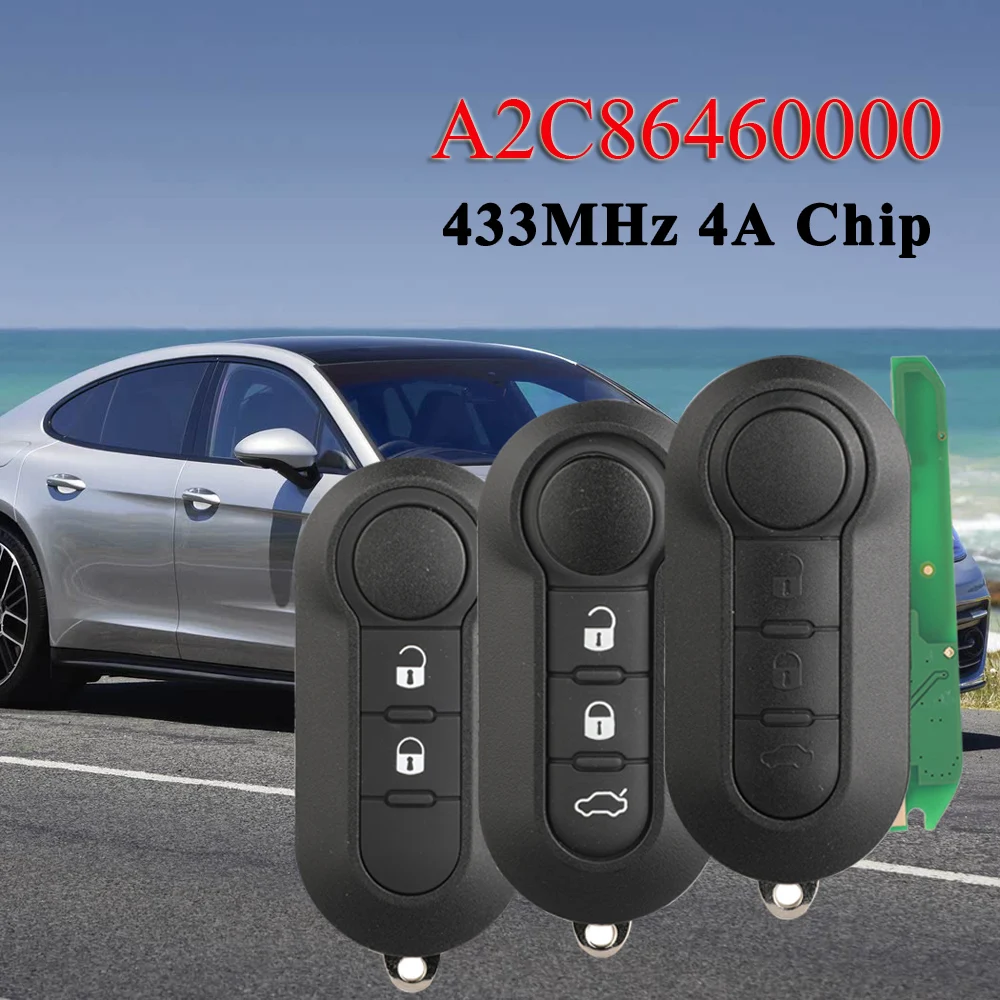 Jingyuqin A2C 86460000 Flip Remote Autoschlüssel 433 MHz 4A Chip für Fiat Mobi Uno Fiorino E Mais Strada Citroen Peugeot Fob Control Image