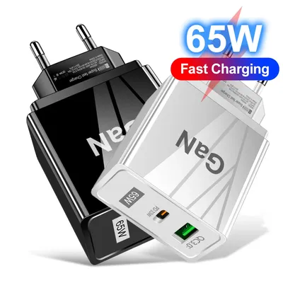 Total 65W GaN Charger EU/KR Plug Adapter Laptop Fast Charging For iPhone USB Type C Quick Charger Mobile Phone USB Charger