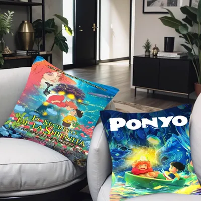 Studio Ghibli Ponyo Kissen Anime Kissen Sofa Bett Kopf Kissenbezug Kissenbezug 45x45 cm Mode Image