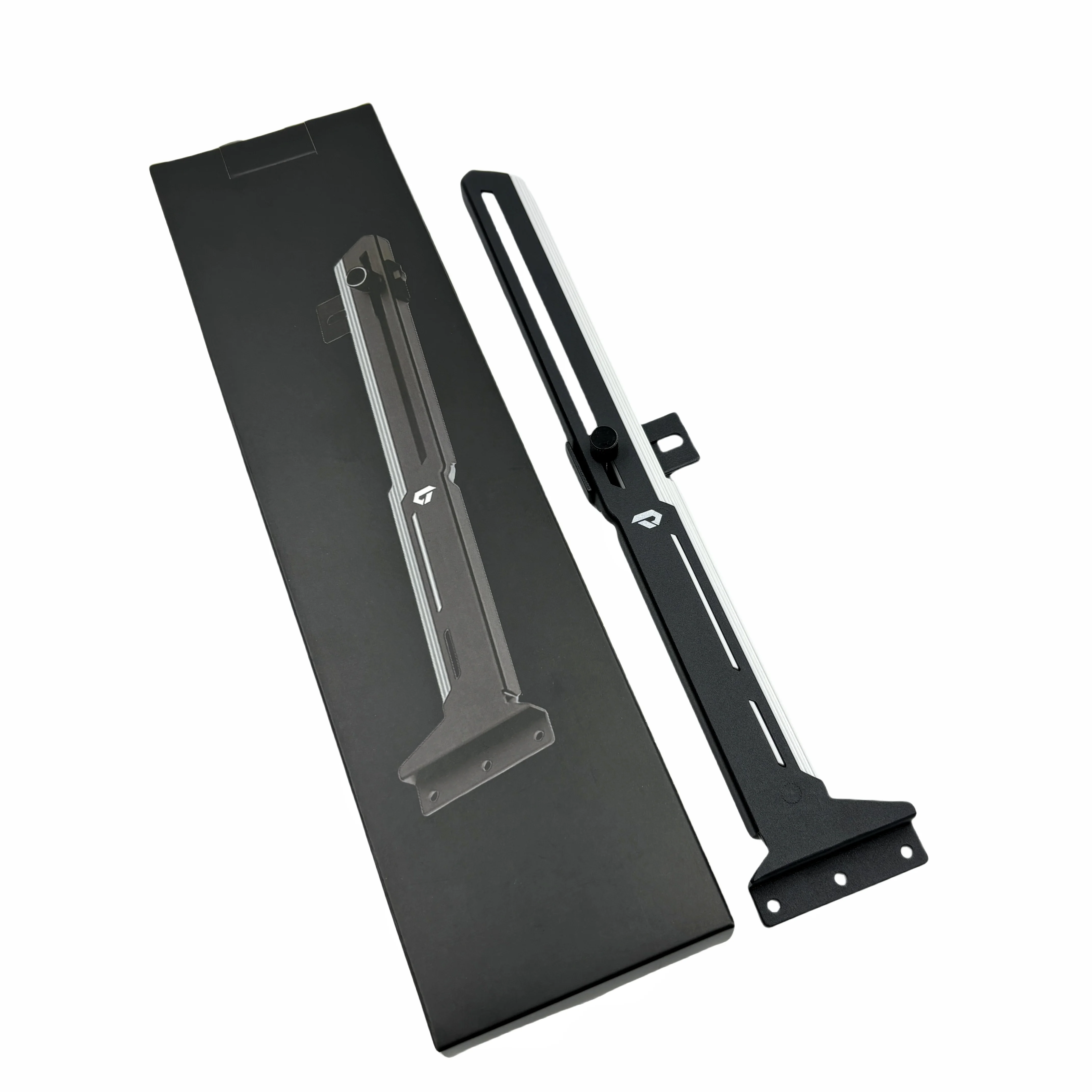 Computer-Grafikkarten-/GPU-Halterung aus Aluminiumlegierung und Metallmaterial, horizontal montiert und verstellbar durch verschiebbar. Image