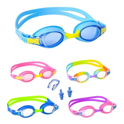 Waterproof and anti fog silicone learning swimming goggles for children, cute and adjustable swimming goggles