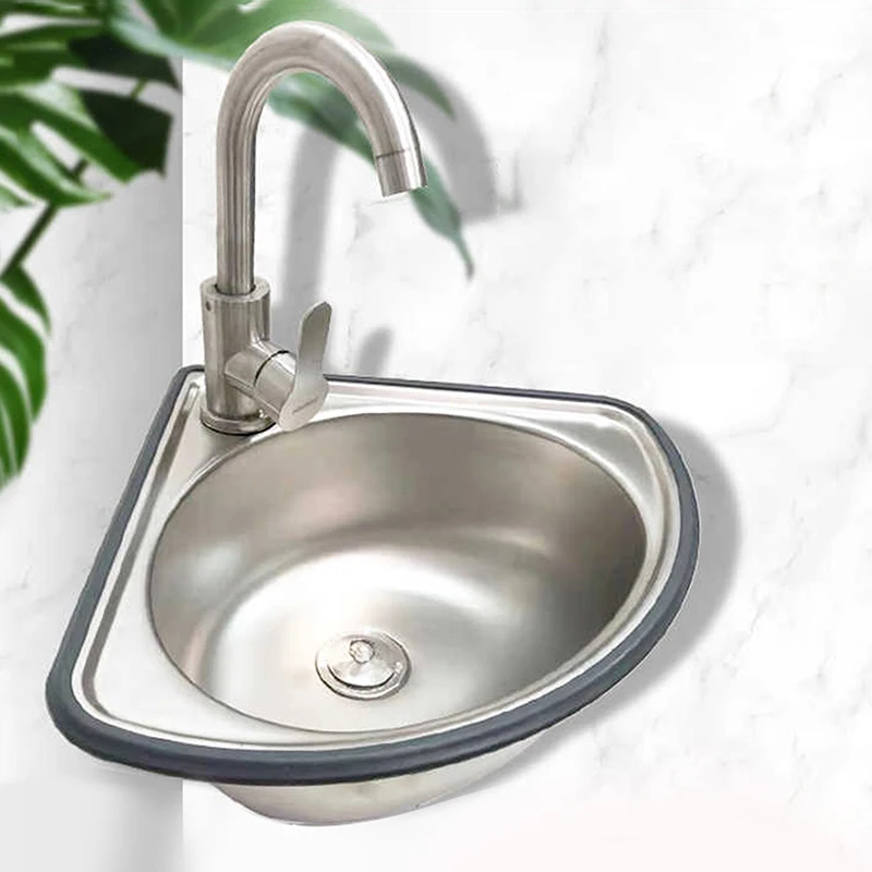 Dreieckiges Küchenspüle, Edelstahl, Badezimmerbecken, Wohnmobil, Gemüse, Ecke, Wohnmobil, Bar, Stahl, kleine Einzelschüssel, Drop-Badewanne