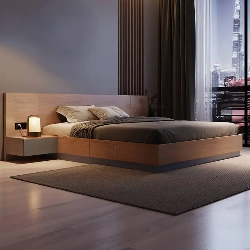 Einzigartige europäische Doppelbettplattform, elegante, hübsche Luxus-Bettgestelle aus massivem Holz, Schlafzimmer, moderne Camas, Queen-Size-Möbel für Zuhause Image
