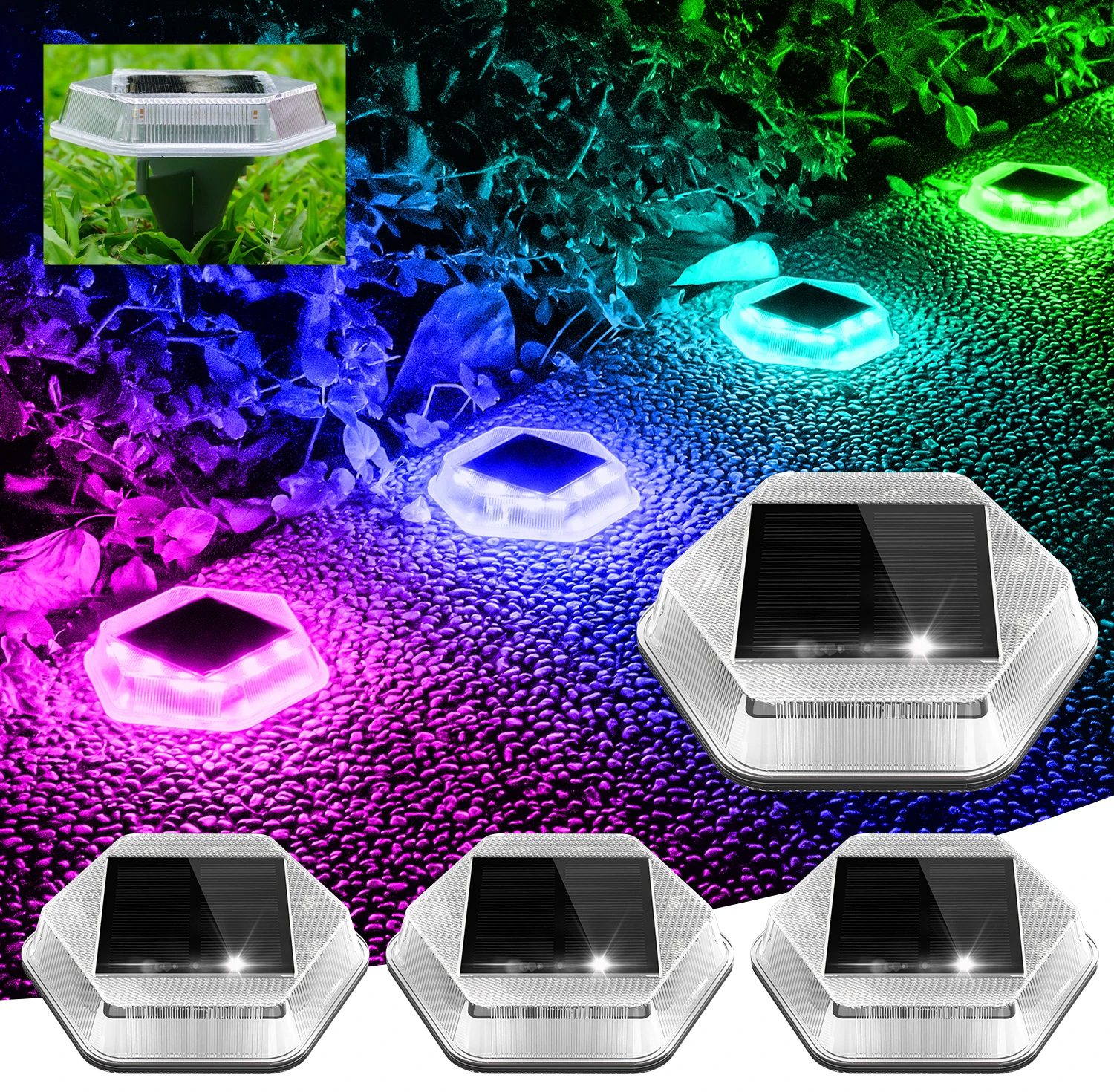 1pc Solar RGB Schritt Lichter für Außerhalb LED Solar Deck Lichter Treppen Licht IP65 Wasserdichte Solar Rasen Licht unterirdischen Licht