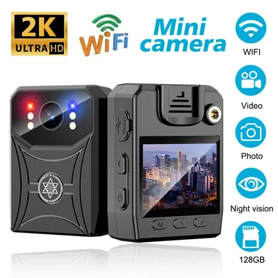 2K HD Mini Camera Small Digtal Video Recorder with IPS Screen Night Vision Police Body Camera