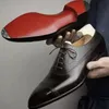 Herren-Kleiderschuhe, rote Sohle, Lederschuhe, spitzer Partyschuh, Schnürschuh, Büro-Oxfords, lässiger Hochzeitsschuh, Retro-Business-Herrenschuhe