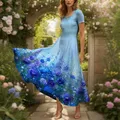 Maxi-Sommerkleider für Damen, lässige Sommerkleider, A-Linie, Resort-Stil, Vintage, ethnisch, Blumenmuster, 2025, Hawaii, neue Damenkleider