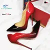 Frauen High Heels 6-12 CM Mode V Cut Sommer Spitz Farbverlauf Einzelnen Schuhe Große Größe 43