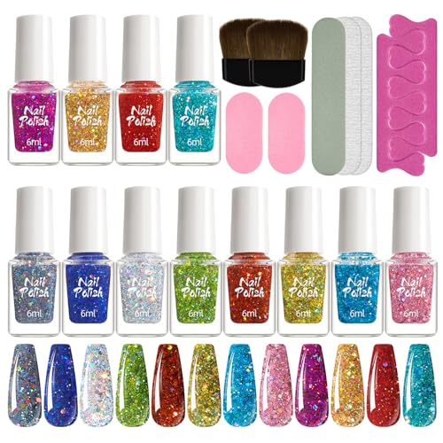Manicure Lovers 12-Colour Gel Nail Polish Set Creative Nail Art Tool Accessories with Nail Brush Nail File Toe Divider