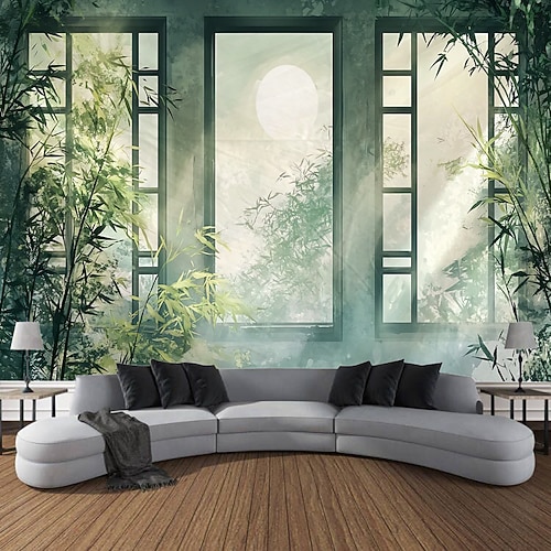 Vintage Bambus Wald Baum Landschaft Tapisserie dekorative Kunst Decke Vorhang hängen Home Schlafzimmer Wohnzimmer Dekoration Image