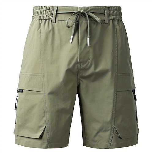 Herren Cargo-Shorts Shorts Sommershorts Kordelzug Elastischer Bund Mehrere Taschen Einfach Komfort tragbar Knielang Outdoor Sport Täglich Mode Lässig Schwarz Khaki Image