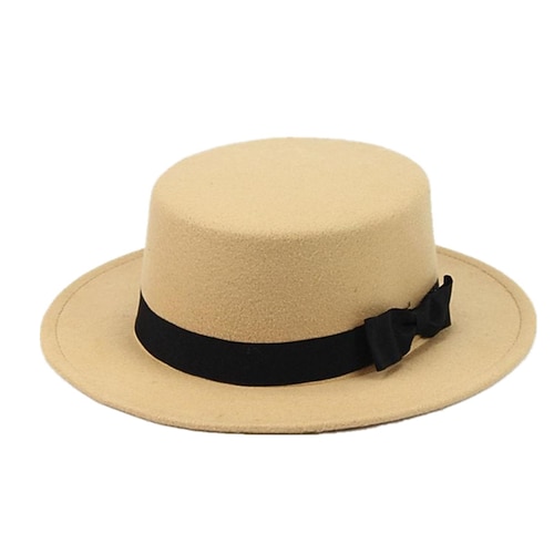 Retro-Eltern-Kind-Hut im britischen Stil, schwarzer flacher Hut, Wollhut für Männer und Frauen, Leistung, Gentleman-Hut, Filzhut, Kinder-Leistung Image