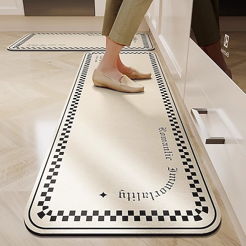 Einfache Teppich Küchenmatte rutschfeste ölbeständige Bodenmatte Wohnzimmer Teppich Innen Außen Matte Schlafzimmerdekoration Badezimmermatte Eingangs Teppich Fußmatte Image