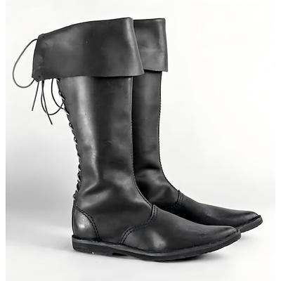 Gotisch Mittelalterlich Renaissance Schuhe Stiefel Kniehohe Stiefel Ren Faire Pirat Wikinger Kreuzritter Herren Keltisch Seeräuber Halloween Maskerade Party Abend LARP Renaissance-Messe Erwachsene Image