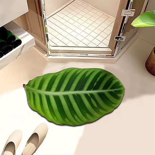 Blattform Fußmatte Küchenteppich Bodenmatte Rutschfester Bereichsteppich Ölbeständiger Teppich Innen- und Außenteppich Schlafzimmerdeko Badezimmermatte Eingangsfußmatte Image