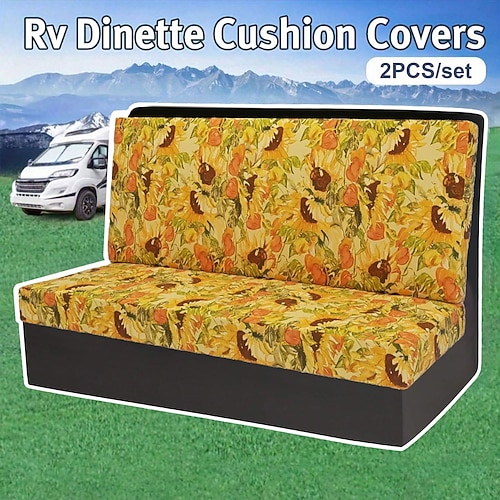 Kissenbezüge für die Wohnmobil-Essecke, bedruckte, ganzjährige Stretch-Kissenbezüge aus Milchseide für Wohnmobile – Schonbezug für Camping-Van-Sitz und Sofa für bequemen und dauerhaften Schutz Image