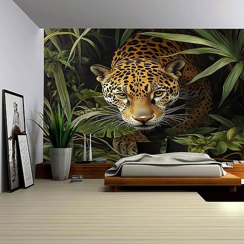 Waldtier Leopard Landschaft hängende Tapisserie Wandbild Kunst große Wandteppich Wandbild Dekoration Fotos Hintergrund Teppich Vorhänge Home Schlafzimmer Wohnzimmer Dekoration Image