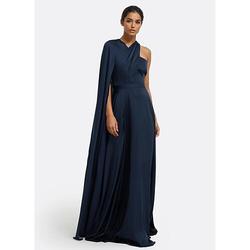 Elegantes A-Linie Abendkleid Formelles Ein-Schulter-Kleid Capes Bodenlang Plissiertes Stretch-Satin Hochzeiten 2025