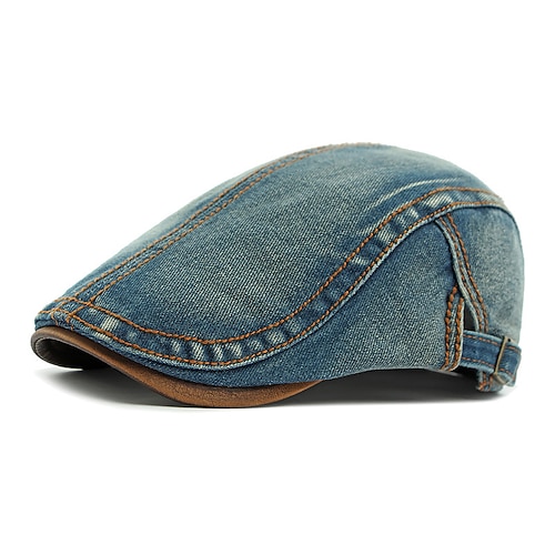 Herren Schiebermütze Ascot-Hut Zeitungsjungenmütze Schwarz Marineblau Jeansstoff Mode Lässig Straße Täglich Einfach Verstellbar Sonnenschutz Atmungsaktiv Image