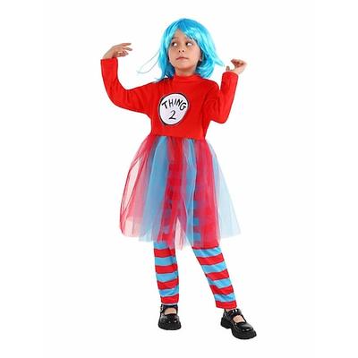 Die Katze im Hut Sache 1 Sache 2 Kostüm Tutu Märchenfiguren Cartoon Film Cosplay for Mädchen Kinder Halloween Karneval Welttag des Buches Leistung Pädagogisches Ankleiden Verkleidung für Image