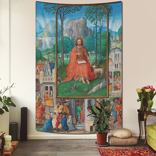 Mittelalterlicher Wandteppich Mittelalter hängender Wandteppich großer Wandteppich Wanddekoration Fotografie Hintergrund Decke Vorhang Zuhause Schlafzimmer Wohnzimmer Dekoration Image