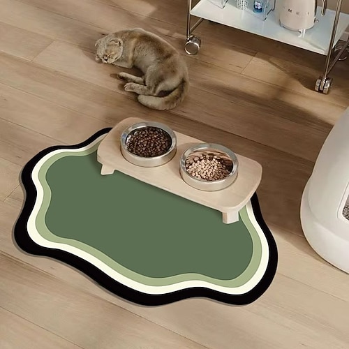 Fütterungsmatte für Haustiere leicht zu reinigen wasserdicht Hund Katze Matten erhöhte Kanten Platzdeckchen Tray um Lebensmittelverschüttungen und Wassernapfvorfälle auf dem Boden zu stoppen Image