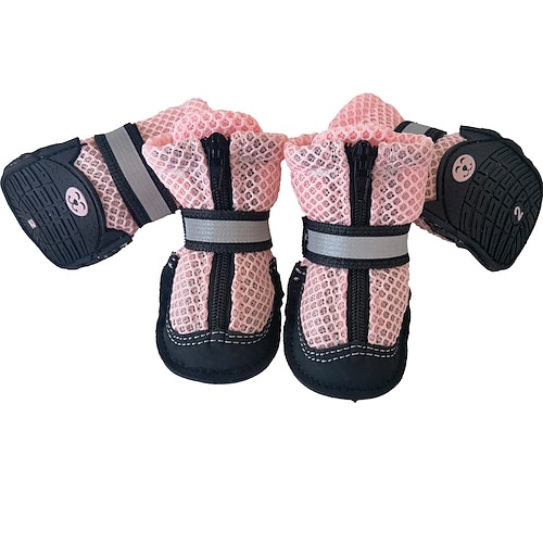 Mesh-Hundeschuhe, Haustierstiefel, atmungsaktive Hundeschuhe für kleine Hunde, wasserdichte Haustiersandalen mit rutschfester Sohle und Reißverschluss, langlebiger Haustierpfotenschutz für heißen Image