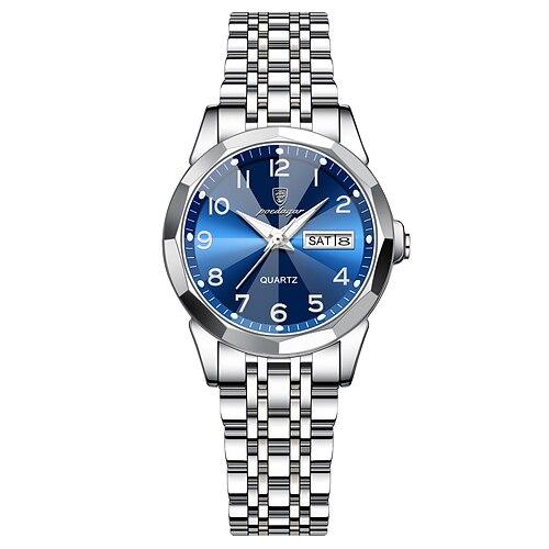 Luxus damen armbanduhr wasserdicht leuchtende datum woche frauen quarzuhr edelstahl damen uhren