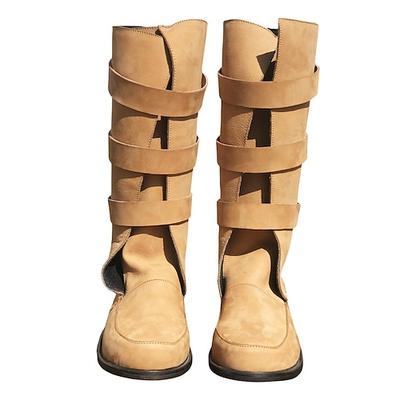 Mittelalterlich Renaissance Schuhe Stiefel Kniehohe Stiefel Ren Faire Pirat Wikinger Kreuzritter Herren Unisex Keltisch Seeräuber Halloween Maskerade Party Abend LARP Renaissance-Messe Erwachsene Image