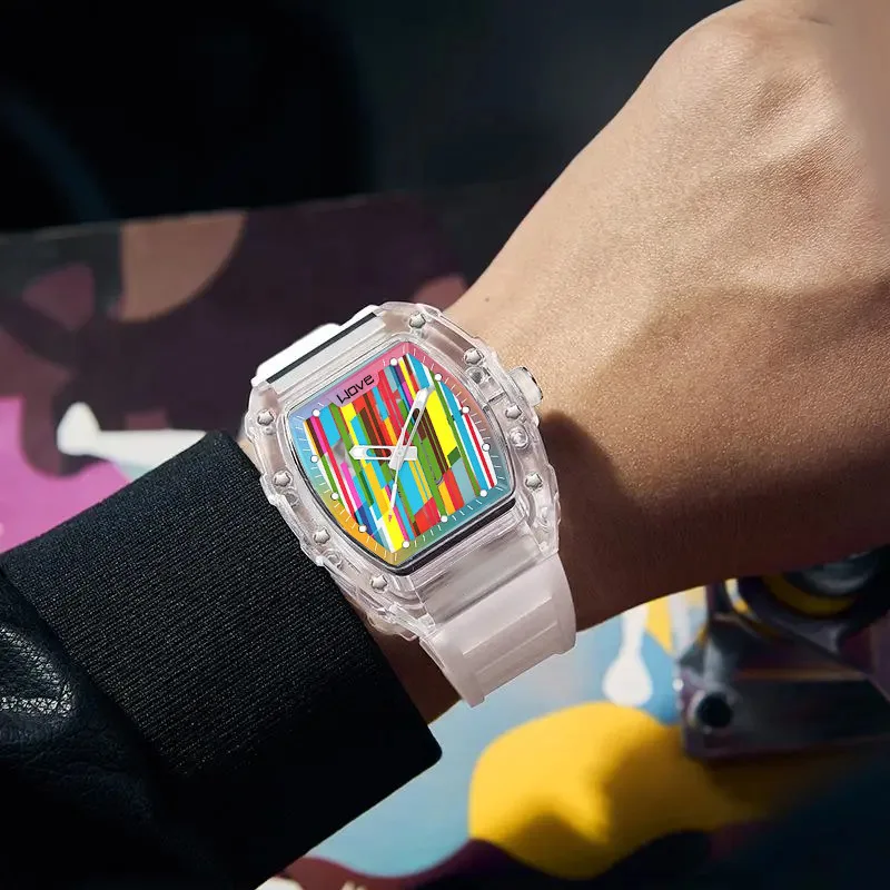 UTHAI CQ298 Orologio sportivo al quarzo per il tempo libero calendario a forma di botte luce notturna orologio da uomo impermeabile orologio colorato regalo