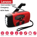 Radio di emergenza Lenovo con luci a LED Generatore a manovella Ricarica solare Viaggio esterno Radio FM/AM ricaricabile USB portatile