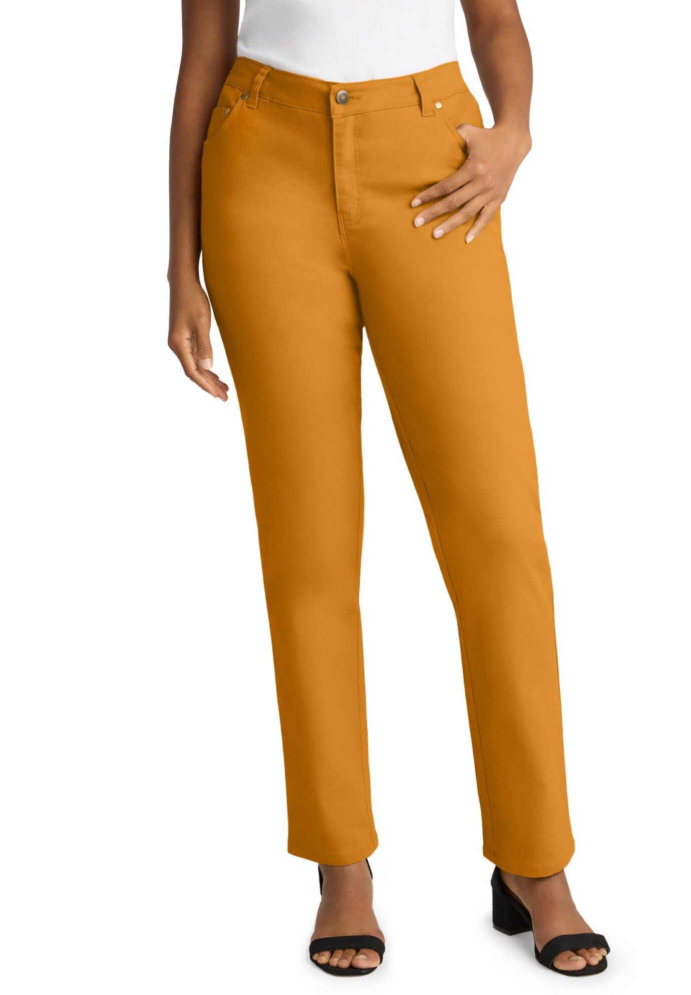 Plus Size Women's True Fit Stretch Denim Straight Leg Jean by Jessica London in Rich Gold (Size 20 P) Jeans