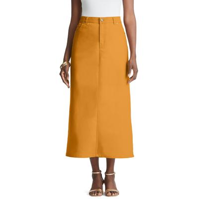Plus Size Women's True Fit Stretch Denim Midi Skirt by Jessica London in Rich Gold (Size 16 W)