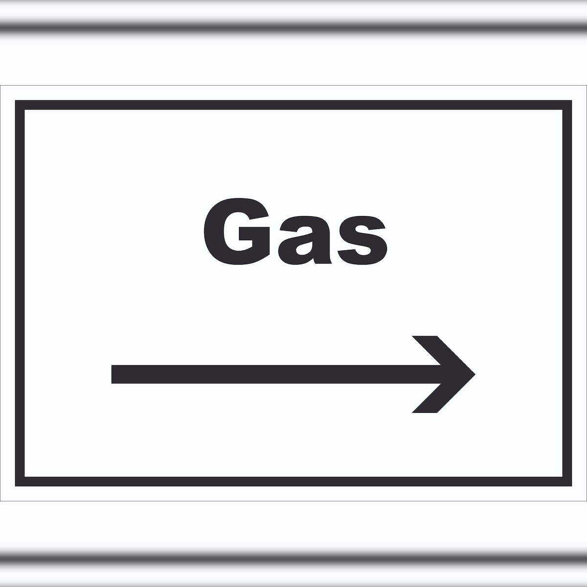 HB-Druck Gas Schild mit Text und Richtungspfeil rechts Anschluss waagerecht A5 Rückseite selbstklebend Image
